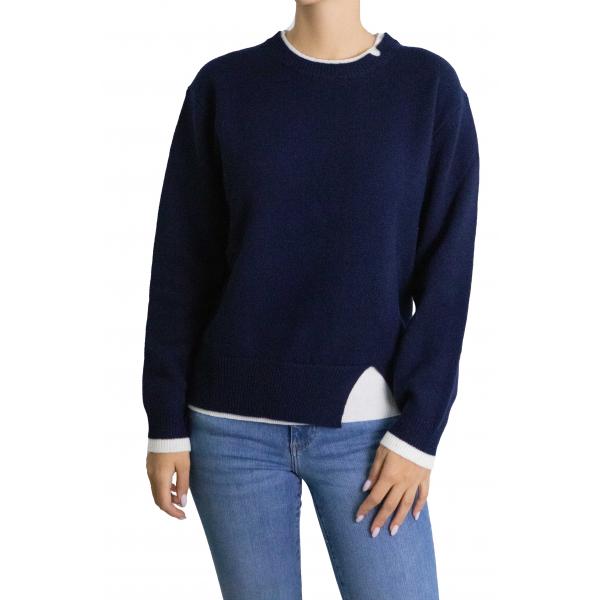 Maglioncino in pura lana con bordi a contrasto 